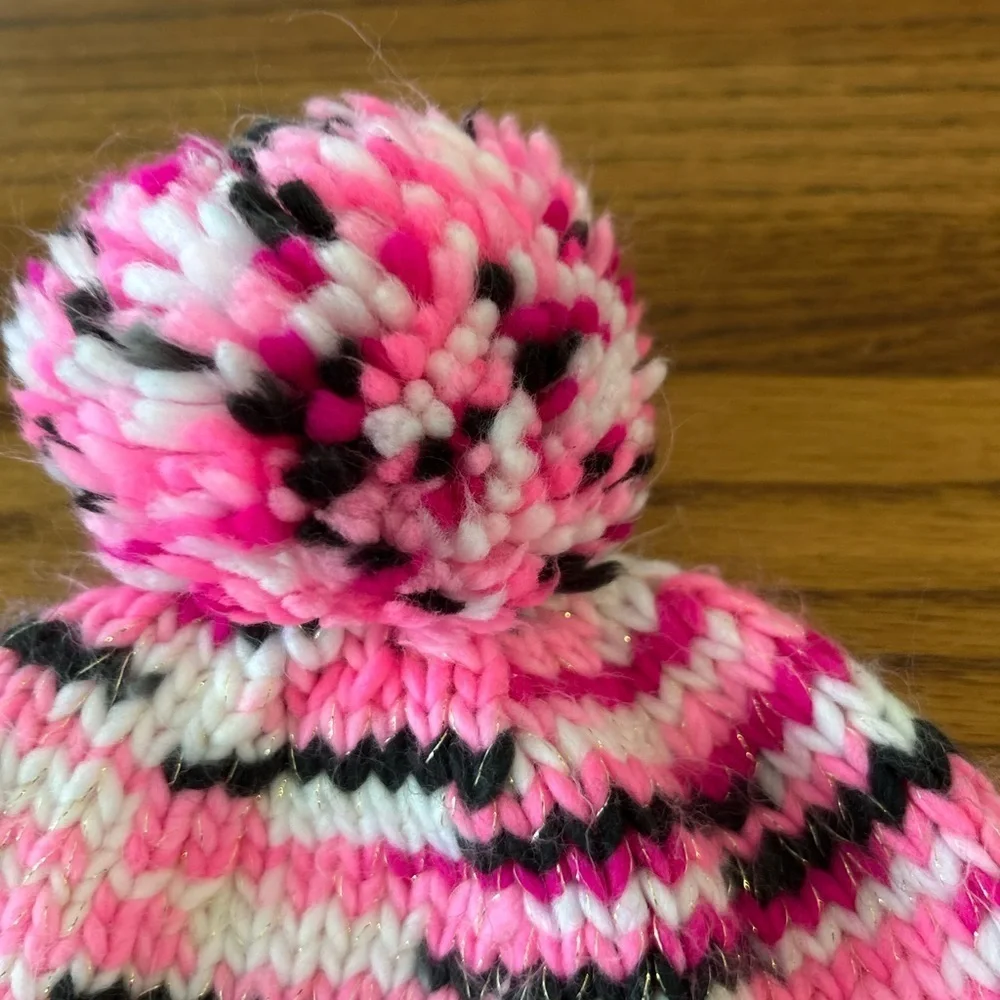 ❤️5 For $20❤️ Handmade Pink & Purple Baby Beanie Pom Pom   Size 15” Around